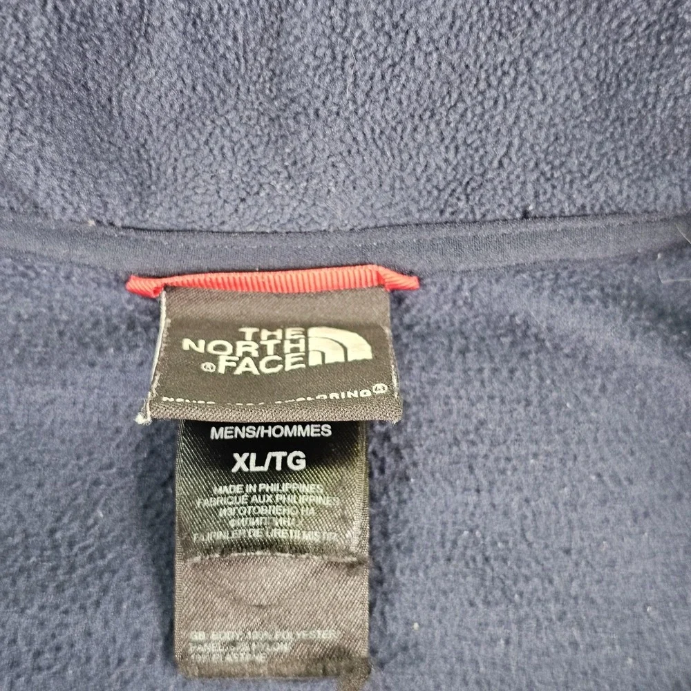 North Face Sweater Mens XL Blue‎ Gray Fleece Quarter Zip Pullover Chest Pocket